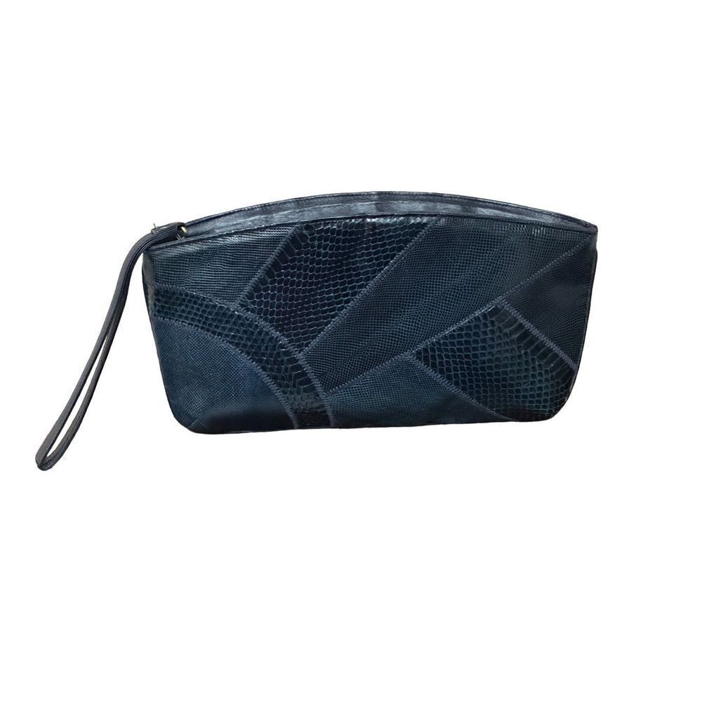 Navy Textured Mini Wristlet Bag